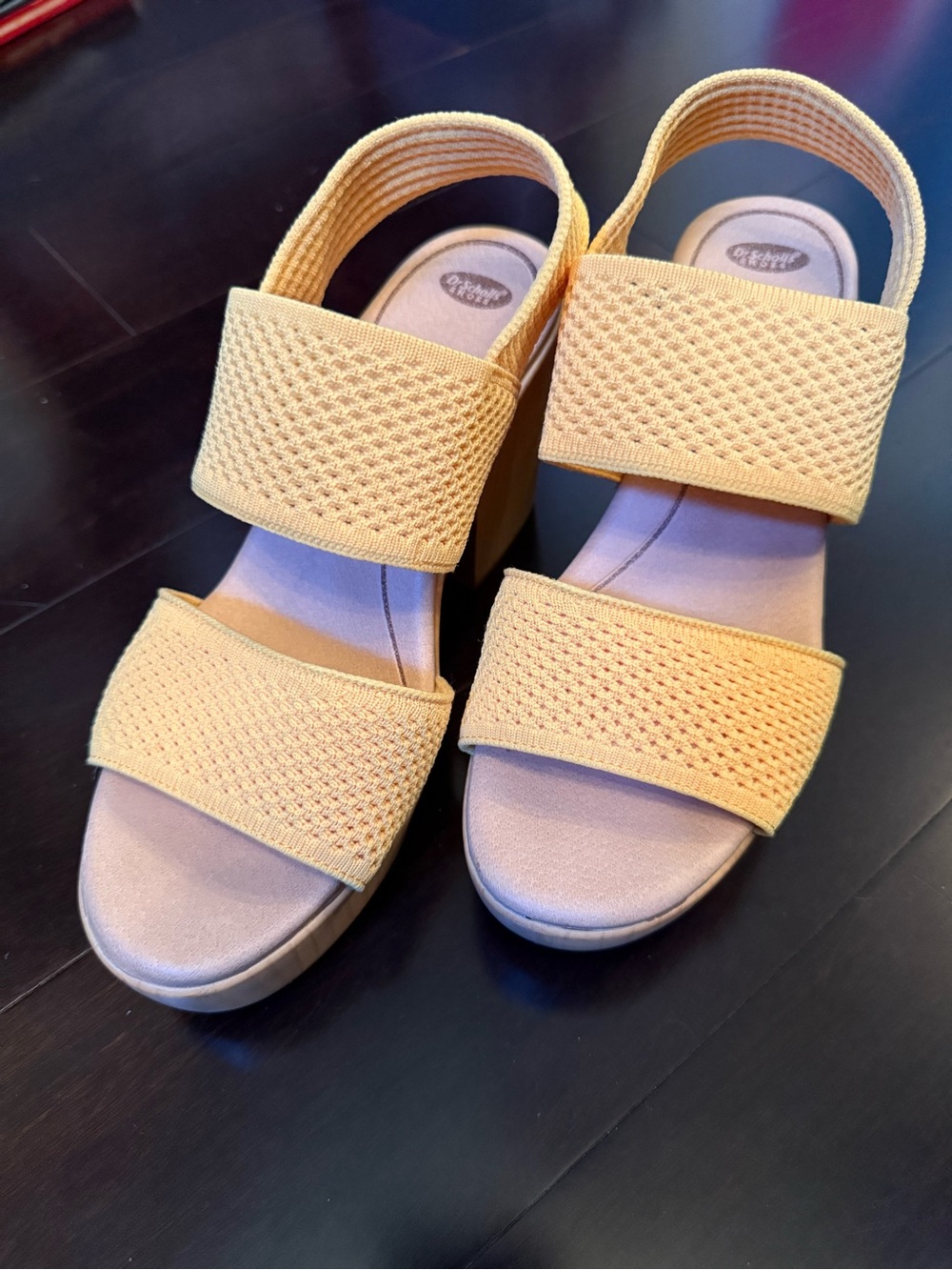 Dr. Scholl's Yellow Knit Strap Platform Sandals